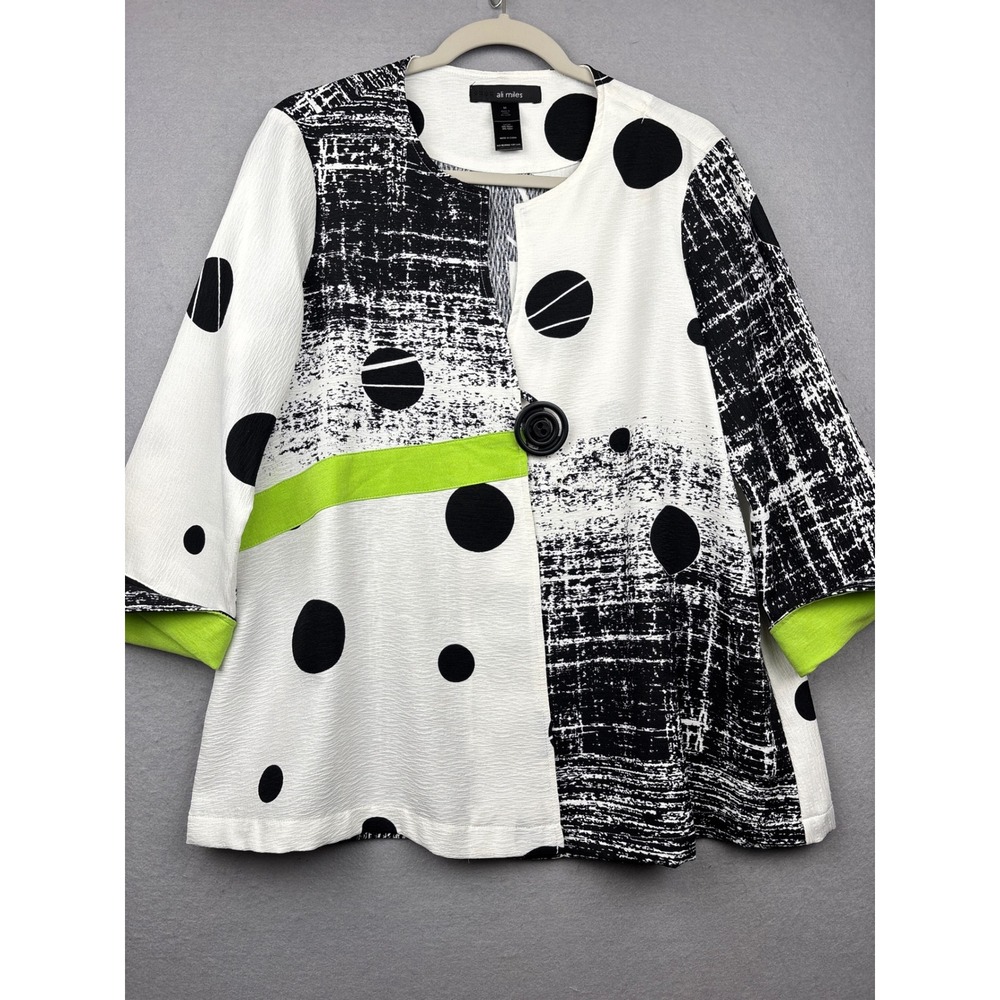 Ali Miles Tunic Womens M Polka Dot Abstract Single Button Art Wear